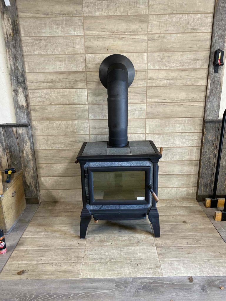 Original photo from The Fire Factory of a black wood stove.