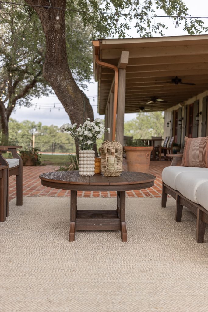 Original photo from The Fire Factory of an outdoor patio space with table.