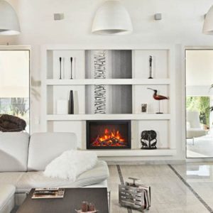 Amantii - Smart 30” Fireplace – includes a steel trim, glass inlay, 10 piece log set with remote and cord