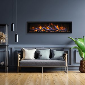 Amantii - Smart 72″ Wide – Deep Indoor or Outdoor Electric Built-in only with Black Steel Surround