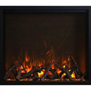 Amantii - Smart 48” Fireplace – includes a steel trim, glass inlay, 20 piece log set with remote and cord
