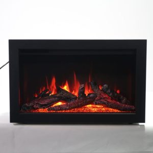 Amantii - Smart 26” Fireplace – includes a steel trim, glass inlay, 10 piece log set with remote and cord