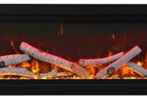 Amantii - Smart 34" Clean face Electric Built-in with log and glass, black steel surround