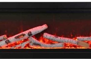 Amantii - Smart 42" Clean face Electric Built-in with log and glass, black steel surround