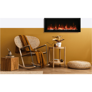 Amantii - Smart 50″ Extra Slim Indoor or Outdoor Electric Built-In only Electric Fireplace with black steel surround