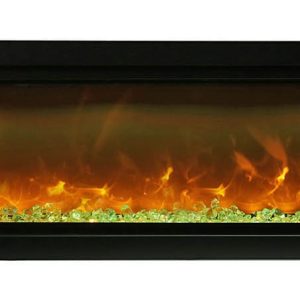 Amantii - Smart 60" Clean face Electric Built-in with log and glass, black steel surround