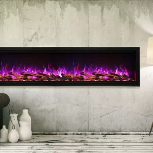 Amantii - Smart 88" Extra Tall Clean face Electric Built-in with black steel surround