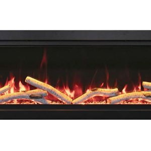 Amantii - Smart 74" Clean face Electric Built-in with log and glass, black steel surround