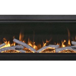 Amantii - Smart 88" Clean face Electric Built-in with log and glass, black steel surround