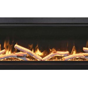 Amantii - Smart 100" Clean face Electric Built-in with log and glass, black steel surround