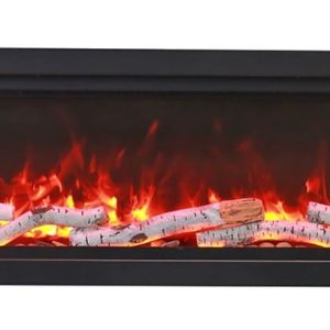 Amantii - 50" Clean face Electric Built-in with log and glass, black steel surround
