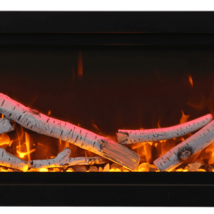 Amantii - Smart 50" Clean face Electric Built-in with log and glass, black steel surround