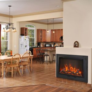 Amantii - Smart 38” Fireplace – includes a steel trim, glass inlay, 10 piece log set with remote and cord