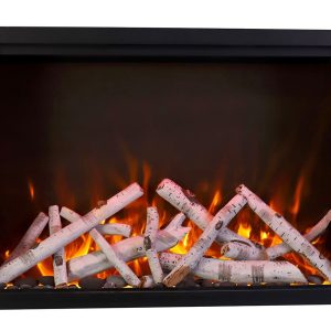 Amantii - Smart 44” Fireplace – includes a steel trim, glass inlay, 20 piece log set with remote and cord