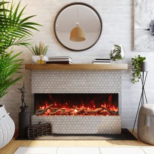 Amantii - Smart 60" 3 sided glass electric fireplace Built-in only
