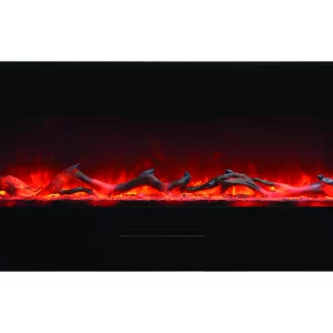 Amantii - Smart 48" Flush Mount fireplace with Black Glass Surround, Log set