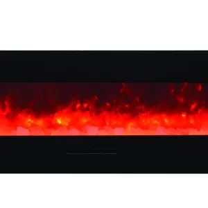 Amantii - Smart 60" Flush Mount fireplace with Black Glass Surround, Log set