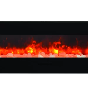 Amantii - Smart 72" Flush Mount fireplace with Black Glass Surround, Log set