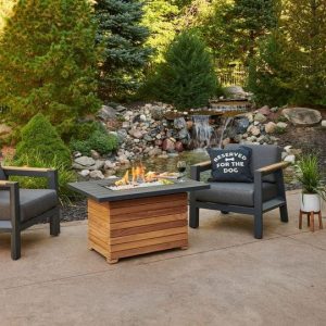 The Outdoor GreatRoom - Darien Rectangular Gas Fire Pit Table with Aluminum Top
