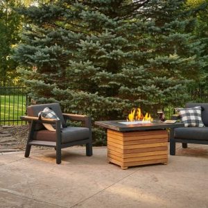 The Outdoor GreatRoom - Darien Rectangular Gas Fire Pit Table with Everblend Top