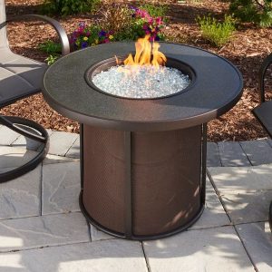 The Outdoor GreatRoom - Brown Stonefire Round Gas Fire Pit Table