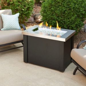 The Outdoor GreatRoom - Stainless Steel Providence Rectangular Gas Fire Pit Table