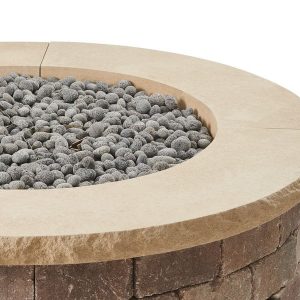 The Outdoor GreatRoom - Limestone Tan Concrete Top for Bronson Block Round Gas Fire Pit Kit (4 Pieces Total)